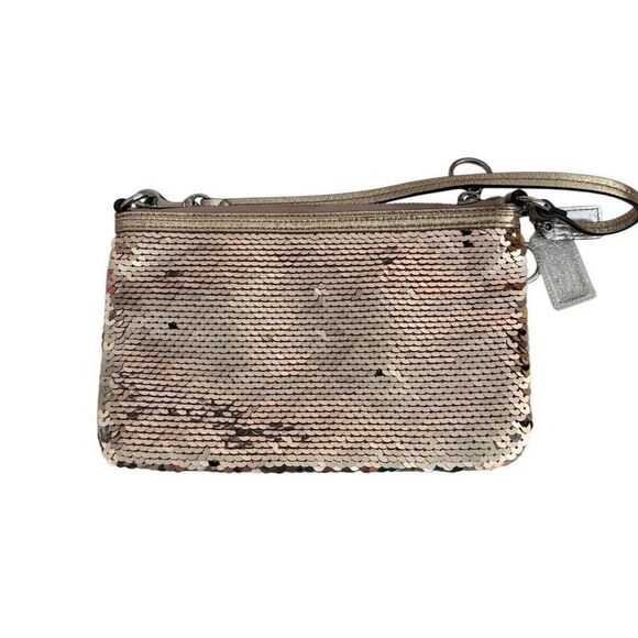 Coach “Poppy” gold sequin wristlet - Picture 2 of 4